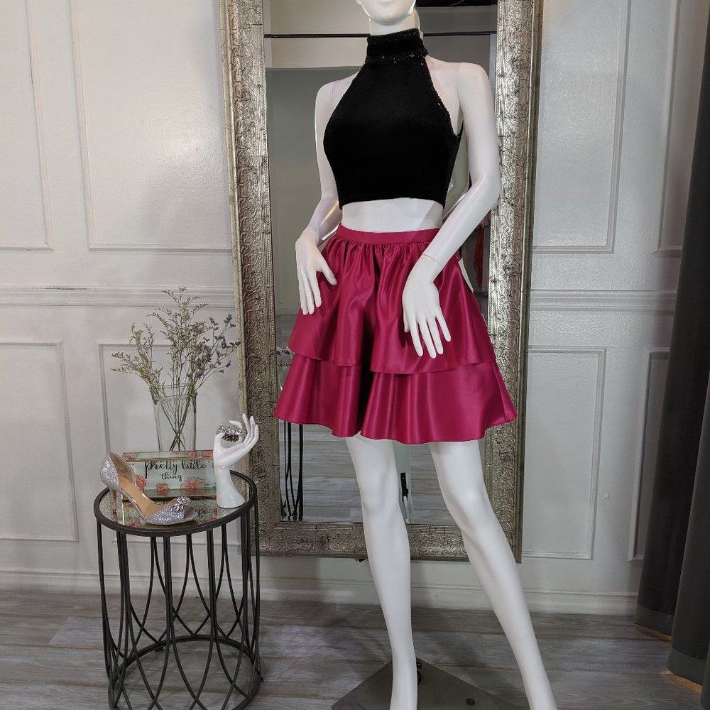 Black and Pink Cocktail Homecoming Formal Dress